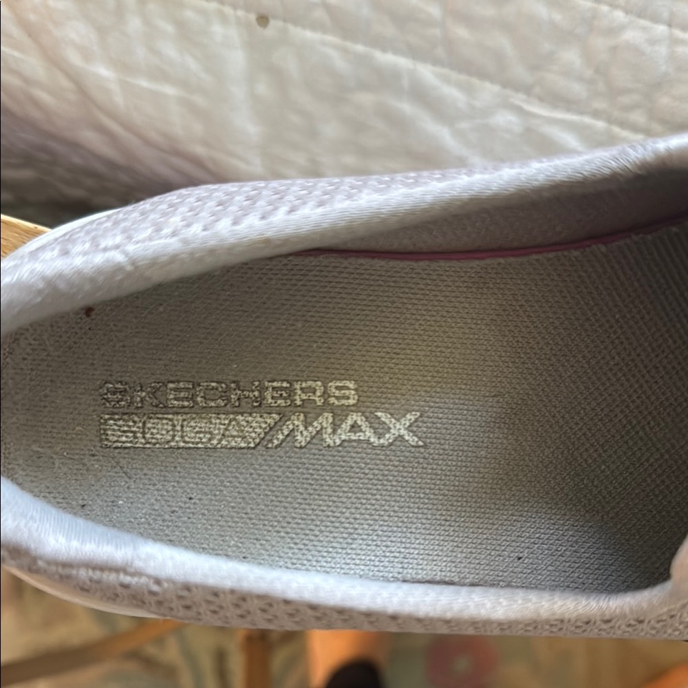Skechers Light Beige/ Grey Slip-On Shoes Goga Max - Picture 5 of 8